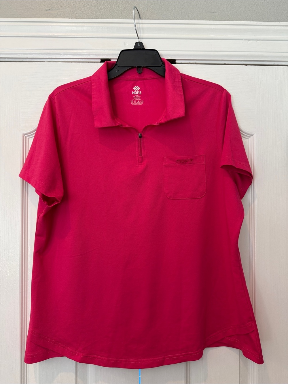 Mofiz XL Women's Short Sleeve Polo in Bright Pink